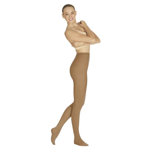 215-C-S-M Intimates Adult Non-Run Footed Tights, Caramel - Small & Medium