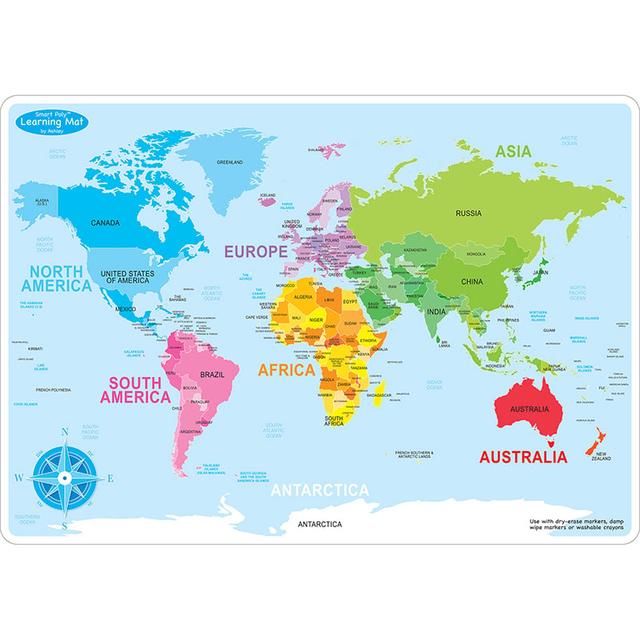 ASH95602 12 x 17 in. Double-Sided World Map Learning Mat, Pack of 10