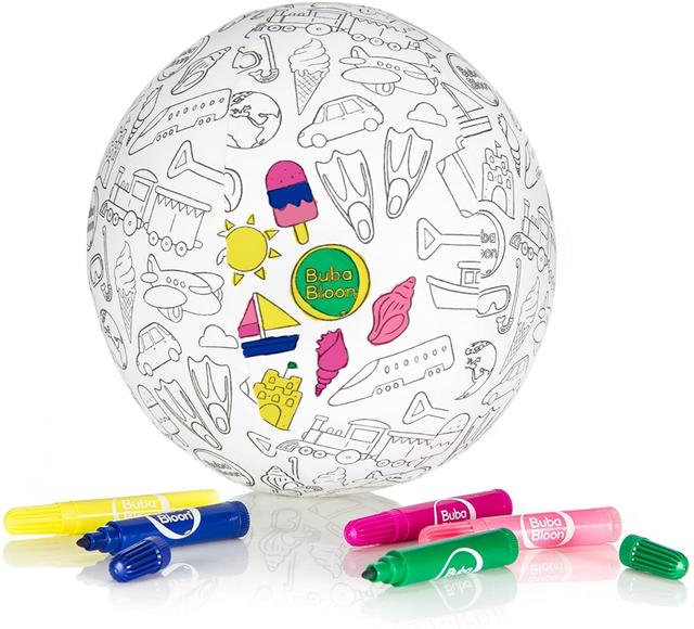 Colour In Travel Design Cotton Balloon Cover with Washable Markers