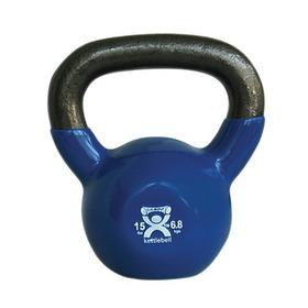 Cando Kettlebell, Vinyl-Coated, Blue - 15 lbs