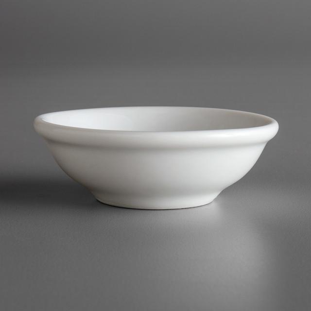 2 oz Fusion East Bright White Porcelain Sauce Dish