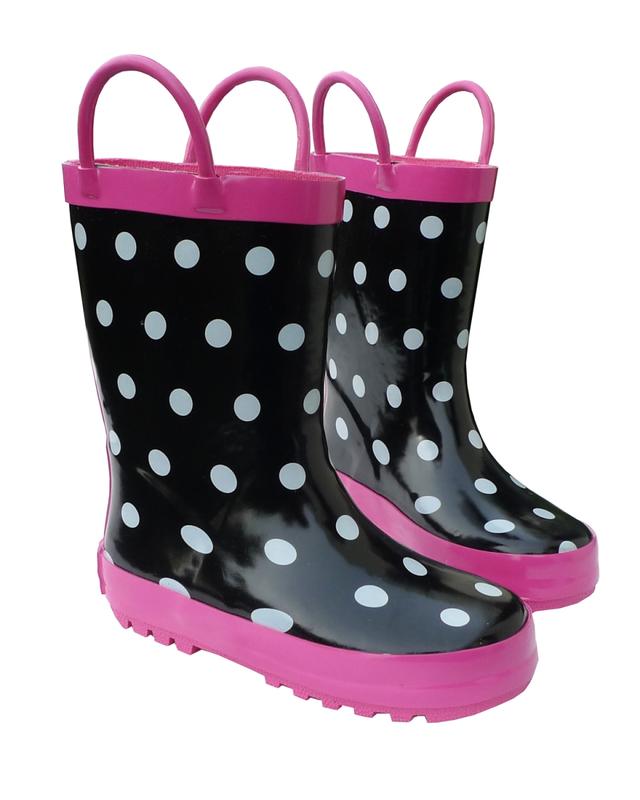 FOX-600-92-2 Childrens Black & White Rain Boot - Size 2