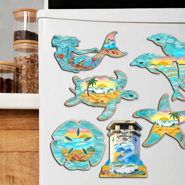 8090060G-S6 Coastal Decorative Wooden Magnets Set of 6 by  - Coastal Decor