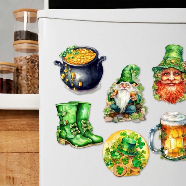 8090058G-S6 St. Patrick's Day Decorative Wooden Magnets Set of 6 by  - St. Patrick's Day Decor