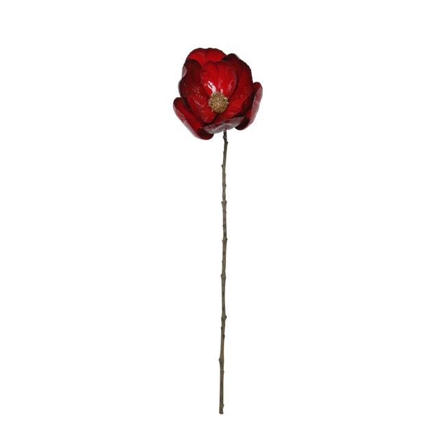 23 in. Artificial Plastic Red Magnolia Christmas Stem