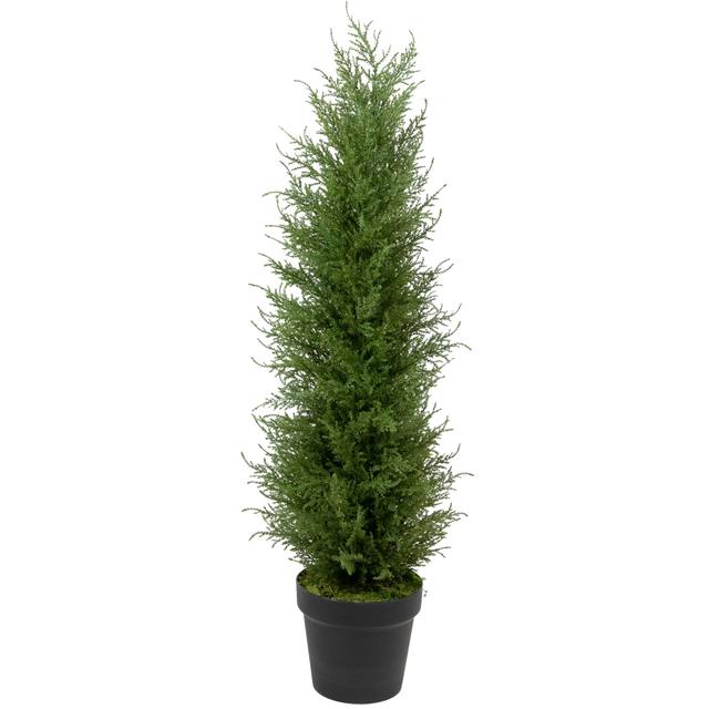 35133814 3 ft. Artificial Cedar Pine Petite Arborvitae Tree in Round Pot Unlit