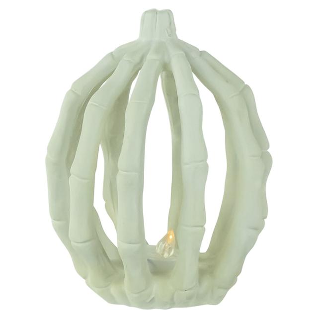 35246849 6.25 in. Battery Operated LED Lighted Skeleton Pumpkin Halloween Decoration