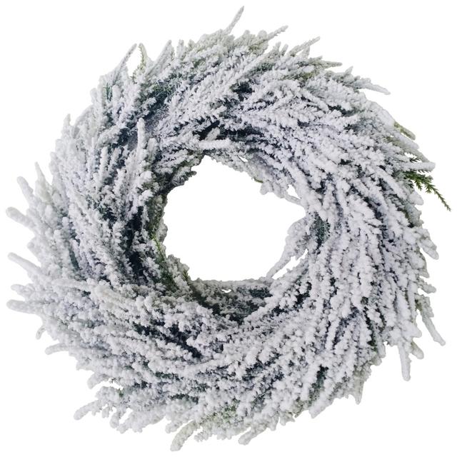 34865497 Heavily Flocked Pine Artificial Christmas Wreath - 11.75 in. Unlit