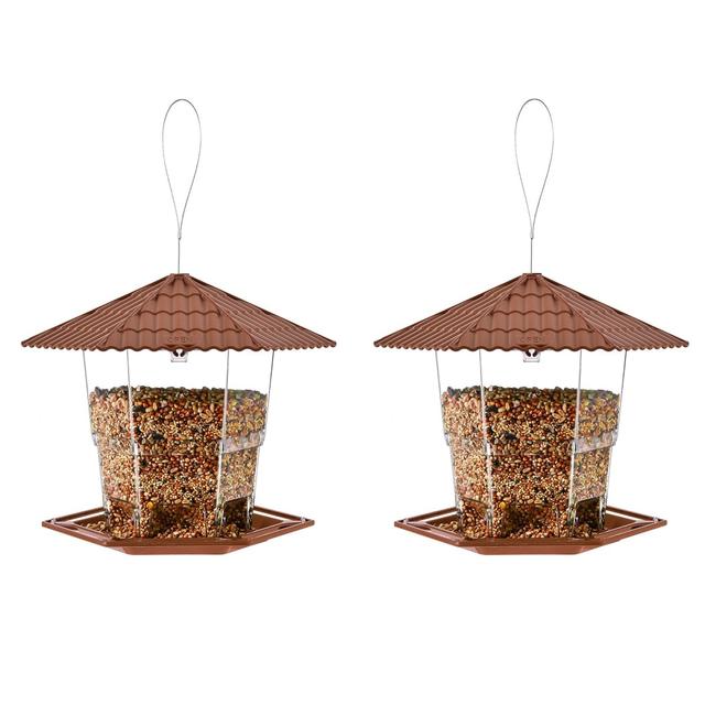 tek NT82751 Hanging Outdoor Bird Feeder Wild Birds Seed, Brown, Pack of 2