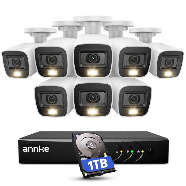 NT84831 ANNKE 3K Lite Wired Security Camera System with AI Detection, 8CH DVR, 1TB Hard Drive, 8 x 1080P HD Camera