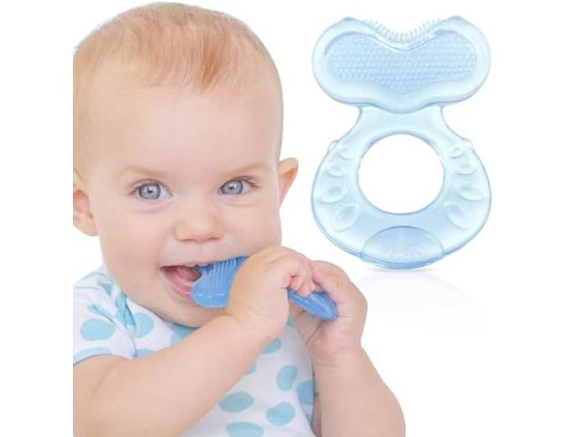 NT87495 Nuby Silicone Teethe-EEZ Teether with Bristles, Blue