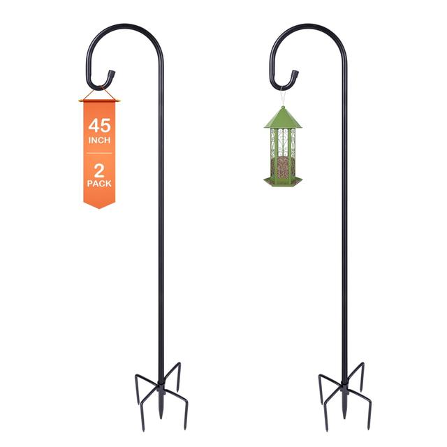 NT84886 45 in. Ottsuls Bird Feeder Pole, Heavy Duty Shepherds Hooks with Adjustable Stand Hanger - Pack of 2