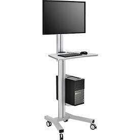 Mobile Height Adjustable Desktop Computer Workstation&#44; Silver