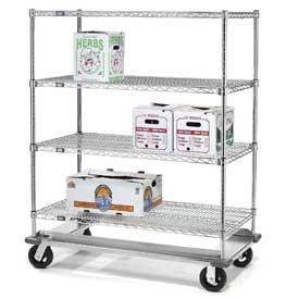 Nexel E-Z Adjust Wire Shelf Truck with Dolly Base - Chrome - 36 x 18 x 61 in. - Capacity 1600 lbs