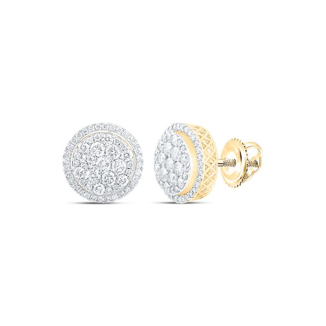 170035 14K Yellow Gold Round Diamond Cluster Earrings - 3.875 CTTW