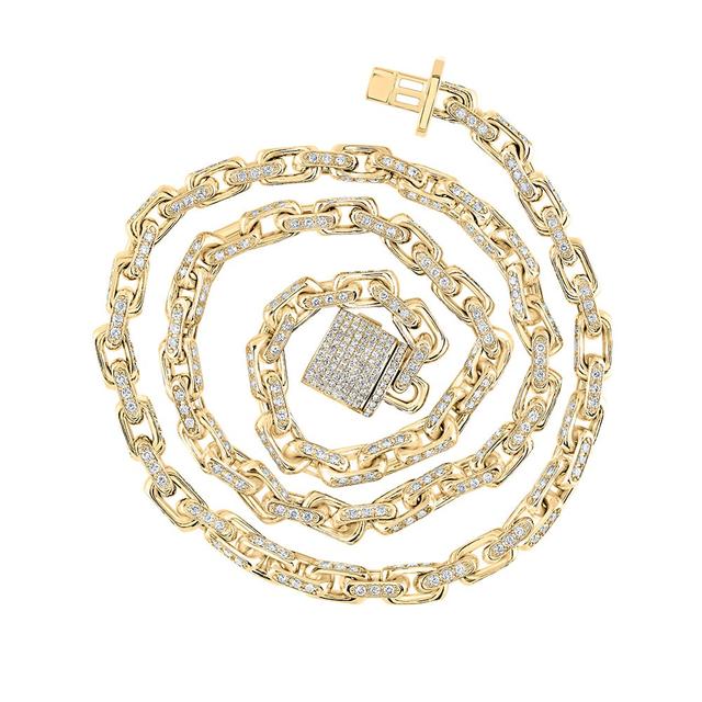 10K Yellow Gold Round Diamond 22 in. Link Chain Necklace - 7.75 CTTW