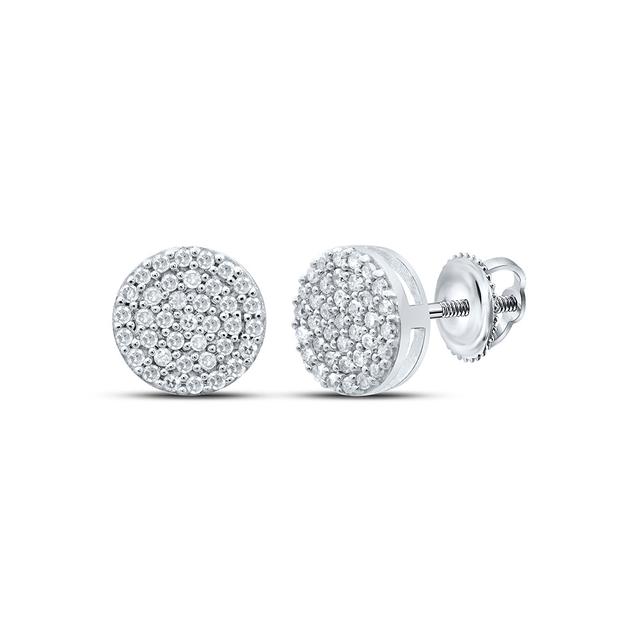 159539 Sterling Silver Round Diamond Cluster Earrings - 0.375 CTTW