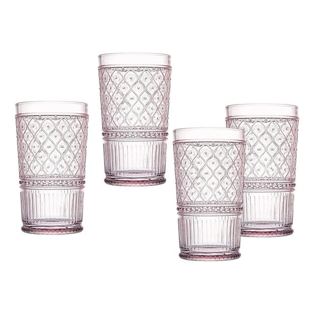Claro Highball Glassware, Pink - Set of 4