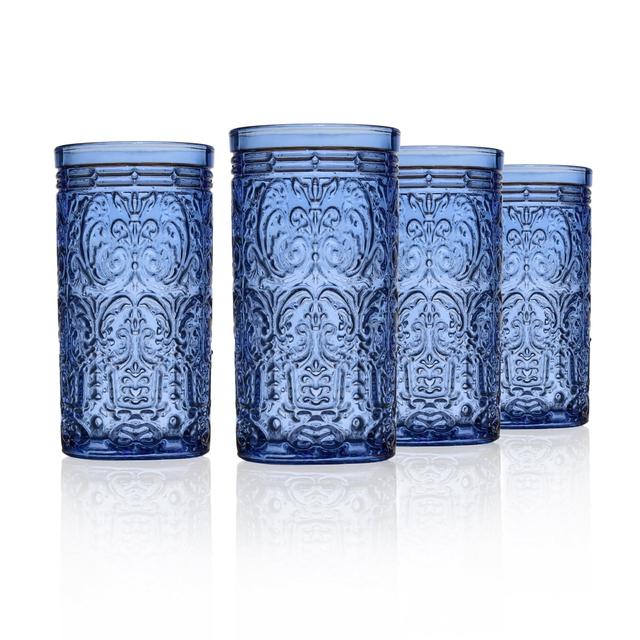 14 oz Jax Blue High Ball Drinking Glasses - Set of 4