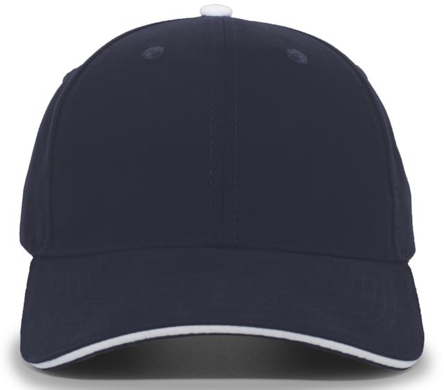 Brushed Twill Cap with Sandwich Bill&#44; Navy & White - One Size