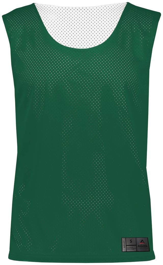 Adult Mesh Reversible Pinnie Top&#44; Dark Green & White - Small