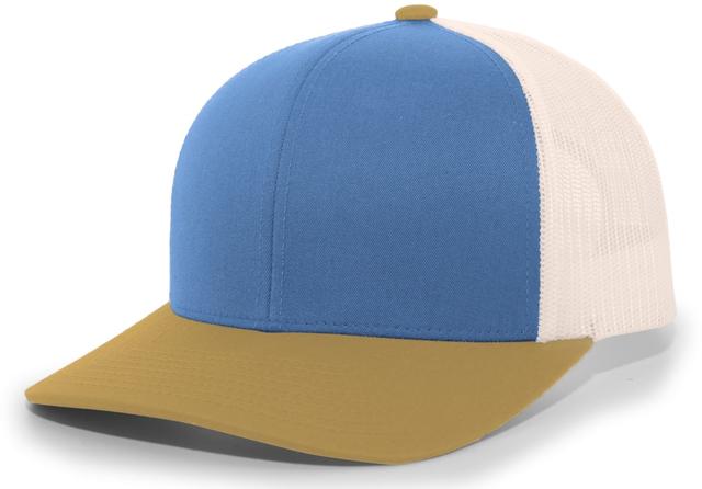 Trucker Snapback Cap, Ocean Blue & Beige & Ocean Blue - One Size