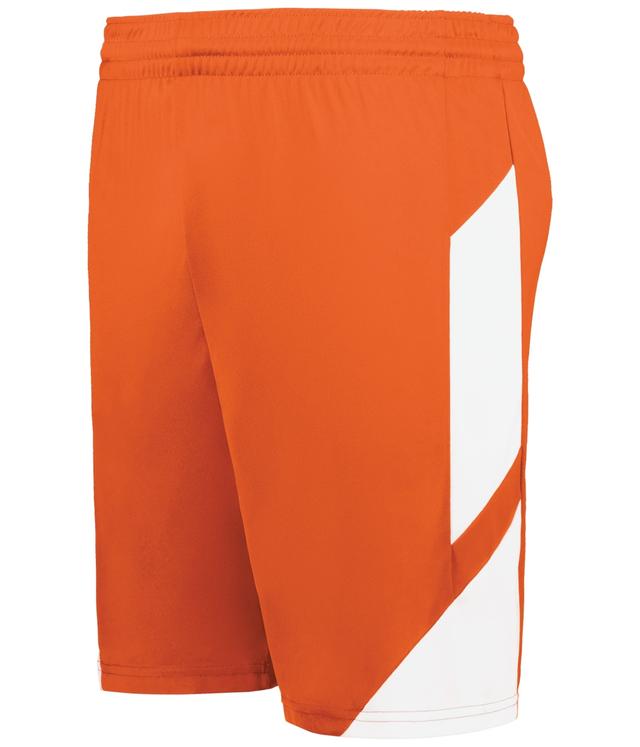 1736.320.S Step-Back Modern Fit Basketball Shorts, Orange & White - Small