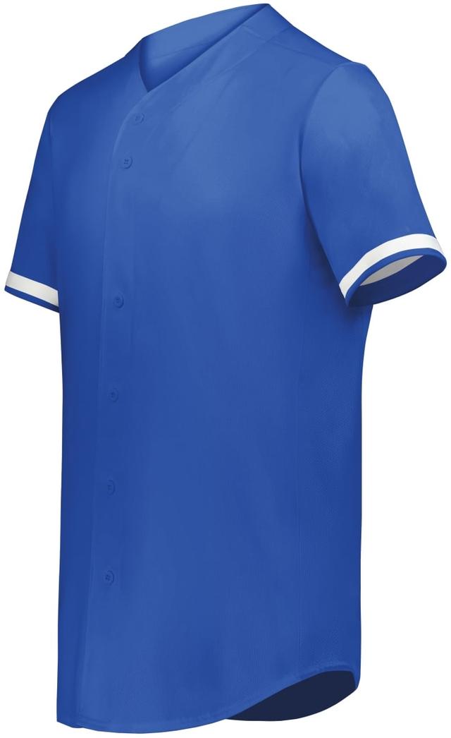 6910.280.XL Youth Cutter Plus Full Button Baseball Jersey, Royal & White - Extra Large