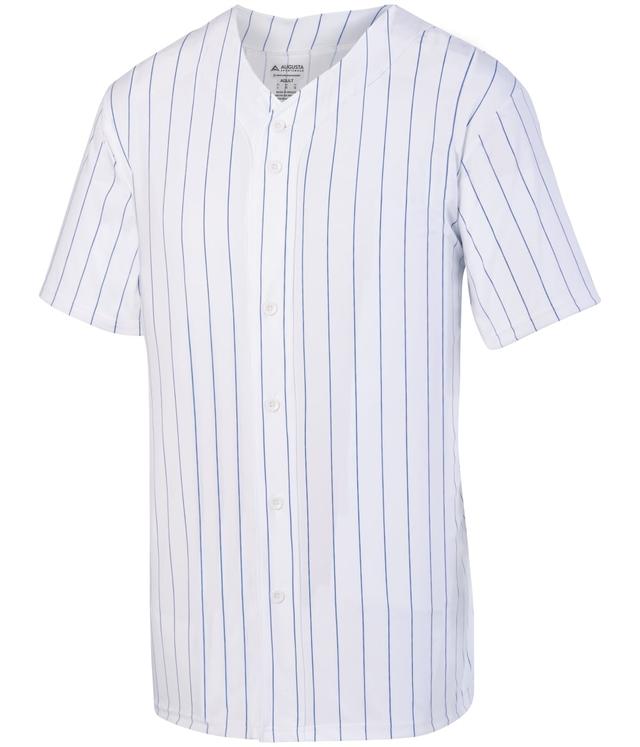1686.220.S Youth Pinstripe Full-Button Jersey, White & Royal - Small