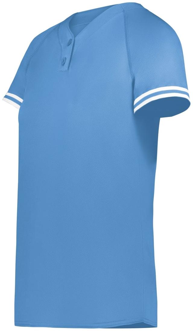 6917.293.S Ladies Cutter Plus Henley Jersey, Columbia Blue & White - Small