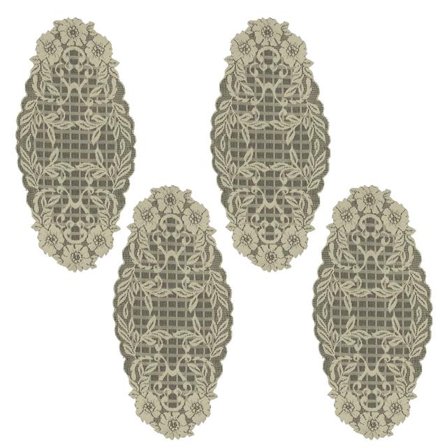 12 x 24 in. Floral Trellis Doilies, Linen - Set of 4