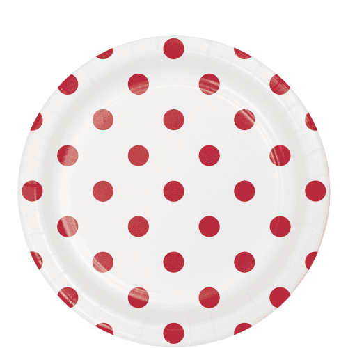 Dots & Stripes Classic Red Round Dessert Plates&#44; 8 Count