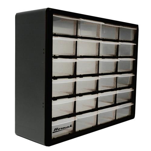 15.62 x 19.75 x 6.25 in. 24 Drawer Plastic Parts Organizer - Clear & Black