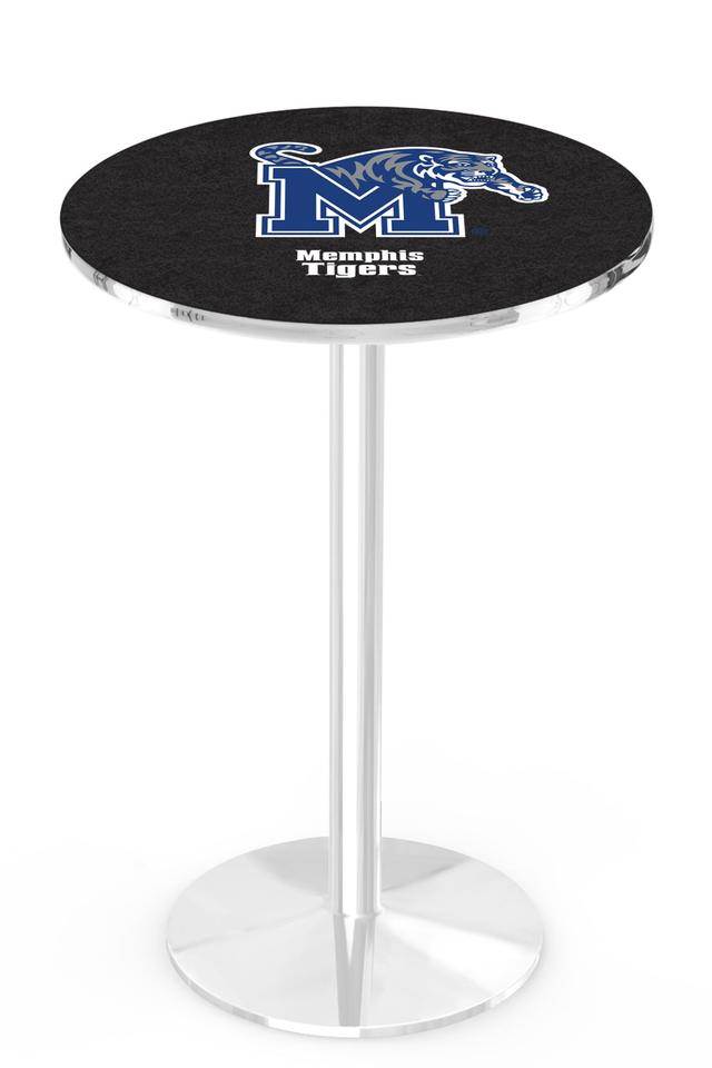 L214 University of Memphis 42" Tall - 30" Top Pub Table with Chrome Finish