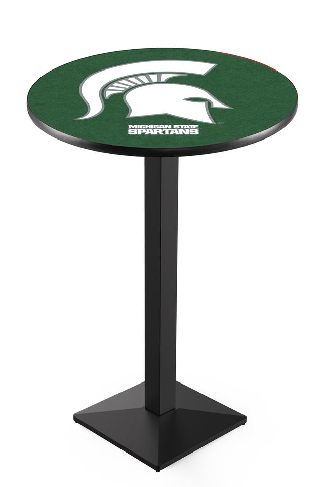 L217 Michigan State University 36" Tall - 30" Top Pub Table with Black Wrinkle Finish