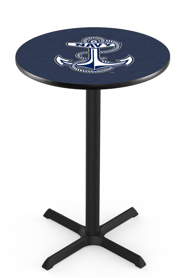 L211 US Naval Academy 42" Tall - 30" Top Pub Table with Black Wrinkle Finish