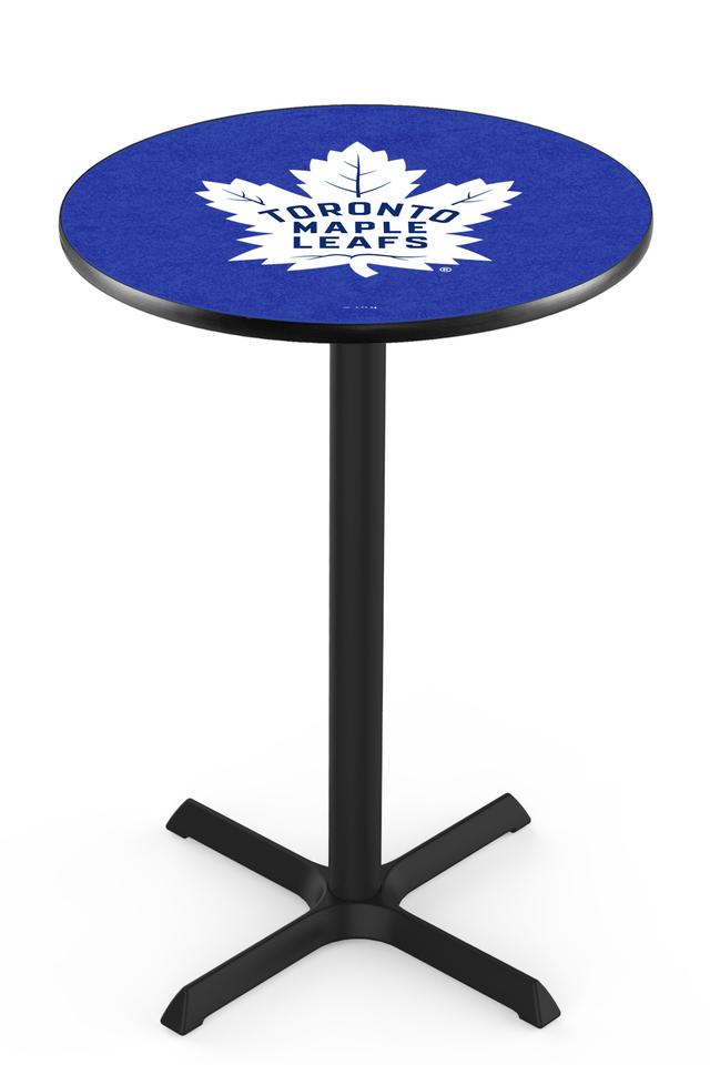 L211 Toronto Maple Leafs 36" Tall - 30" Top Pub Table with Black Wrinkle Finish