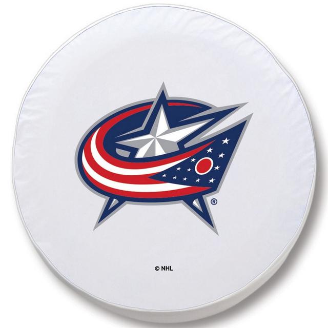 TCIColBluWT-28 x 8 Columbus Blue Jackets Tire Cover-White