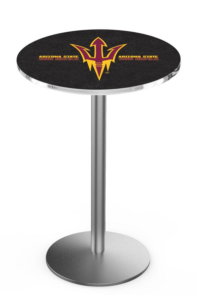 L214 Arizona State University (Pitchfork) 36" Tall - 30" Top Pub Table with Stainless Finish
