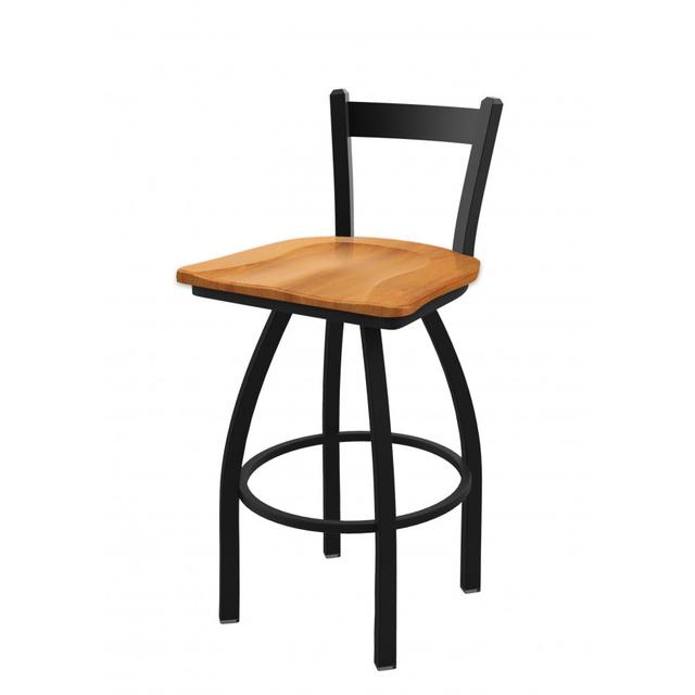 82130BWMedMpl 30 in. 821 Catalina Low Back Swivel Bar Stool with Black Wrinkle & Medium Maple Seat
