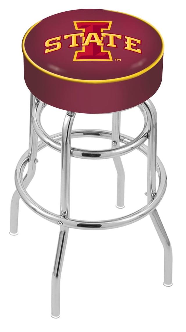 25&quot; L7C1 - 4&quot; Iowa State Cushion Seat with Double-Ring Chrome Base Swivel Bar Stool by  Company