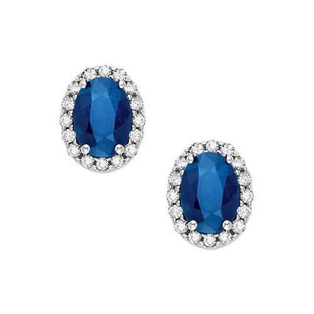 4.60 CT Oval Sapphire Diamonds Stud Earring&#44; 14K White Gold