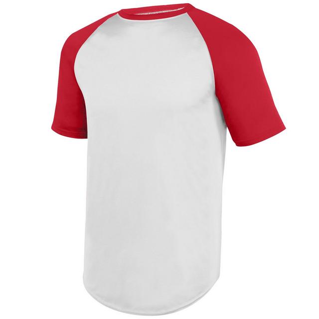 Augusta 1508A-White- Red-S Wicking Short Sleeve Baseball Jersey&#44; White & Red - Small