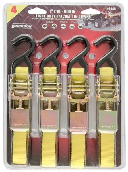 01411 1 in. x 10 ft. 900 lbs Ratchet Tie Downs - Pack of 4