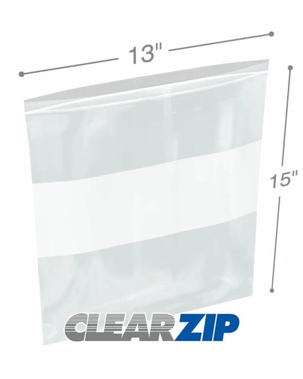 CZW21315 13 x 15 in. 2 mil Clear Zip White Block Lock Top Bags - Pack of 1000