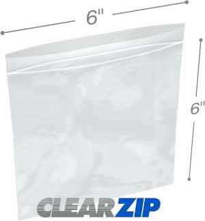 CZ20606 6 x 6 in. ClearZip Lock Bags&#44; 0.002 Gauge - Case of 1000