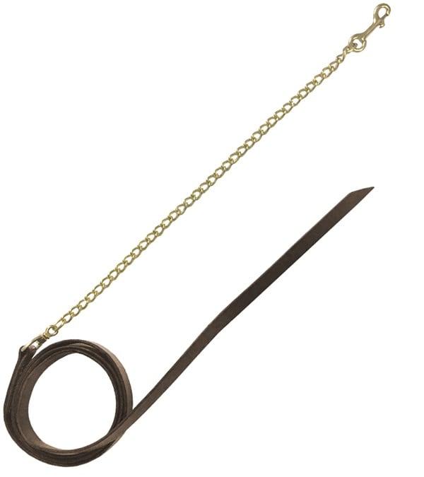 3542-30 Leather Lead Shank with 30 in. Solid Brass Chain
