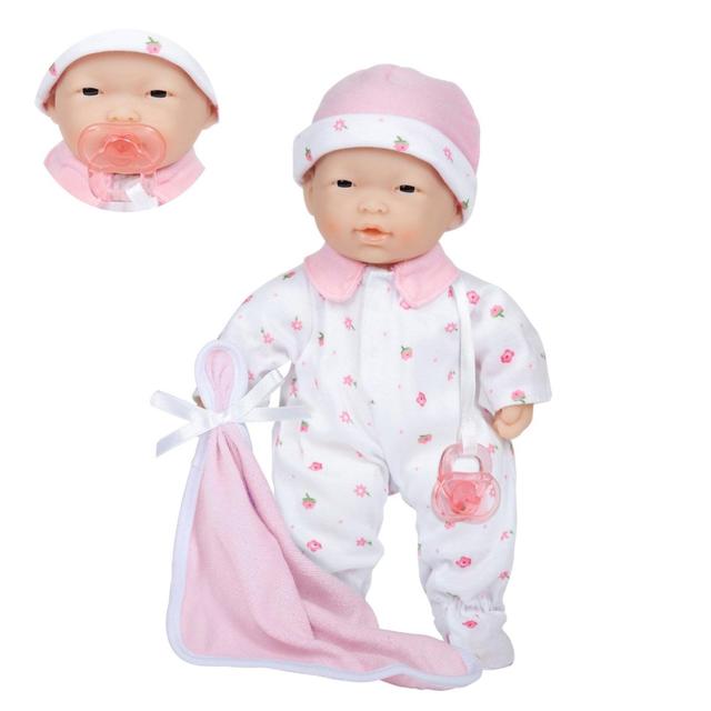 11 in. Soft Body Asian Baby Doll in Pink Outfit