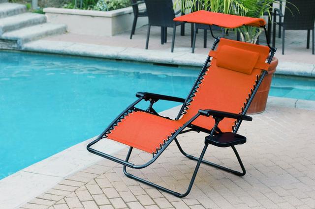 GC11-2  Oversized Zero Gravity Chair with Sunshade & Drink Tray, Orange - Set of 2