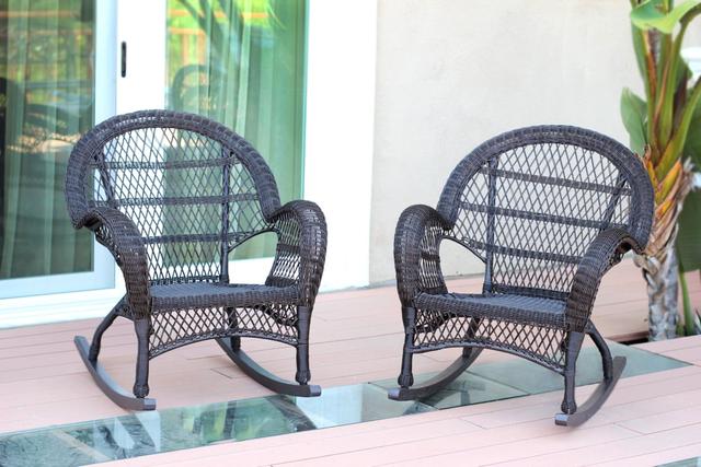 W00208-R-2 Espresso Wicker Rocker Chair - Set of 2